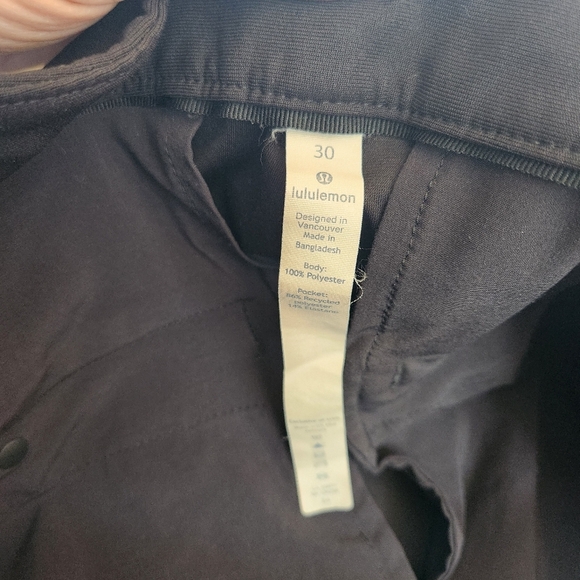 Lululemon Commission Pant Slim Warpstreme 34" Black Pants Mens Size 30 Active - Picture 5 of 9